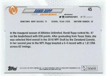 2021 Topps On-Demand Set #8: Athletes Unlimited Softball #45 Randi Rupp Back